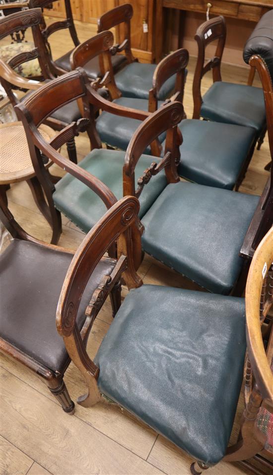 A harlequin set of ten Regency chairs